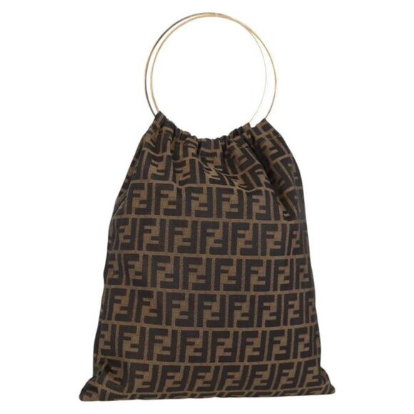 FENDI Zucca Canvas Hand Bag Brown Black Auth - Picture 1 of 16